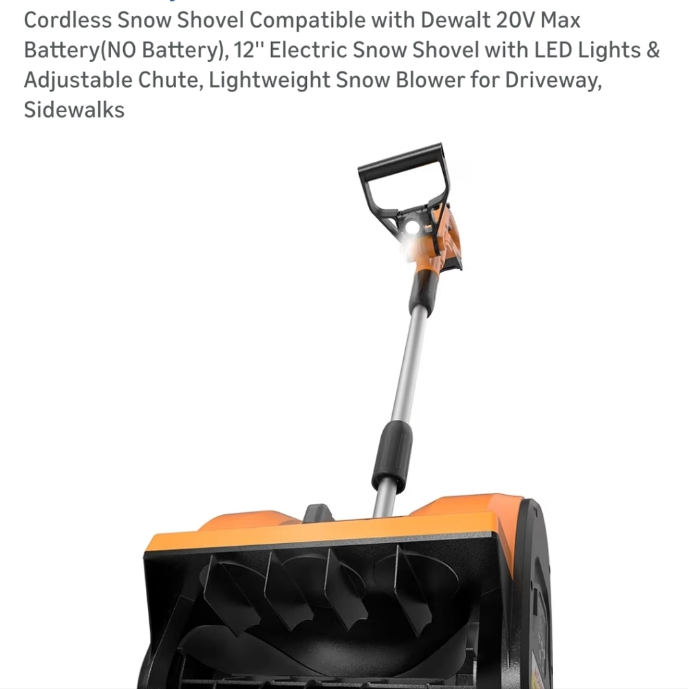 Worksky Cordless 12" Electric Snow Shovel - Orange/Black